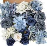 Dusty Blue Artificial Flower Combo Box – Wedding DIY Bouquet Set