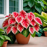 Crimson Sky Caladium Bulbs – Fancy Leaf Elephant Ear Shade Garden Plant