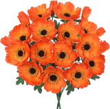 Orange Artificial Poppy Bouquet – 10 Head Faux Spring Flowers Deco