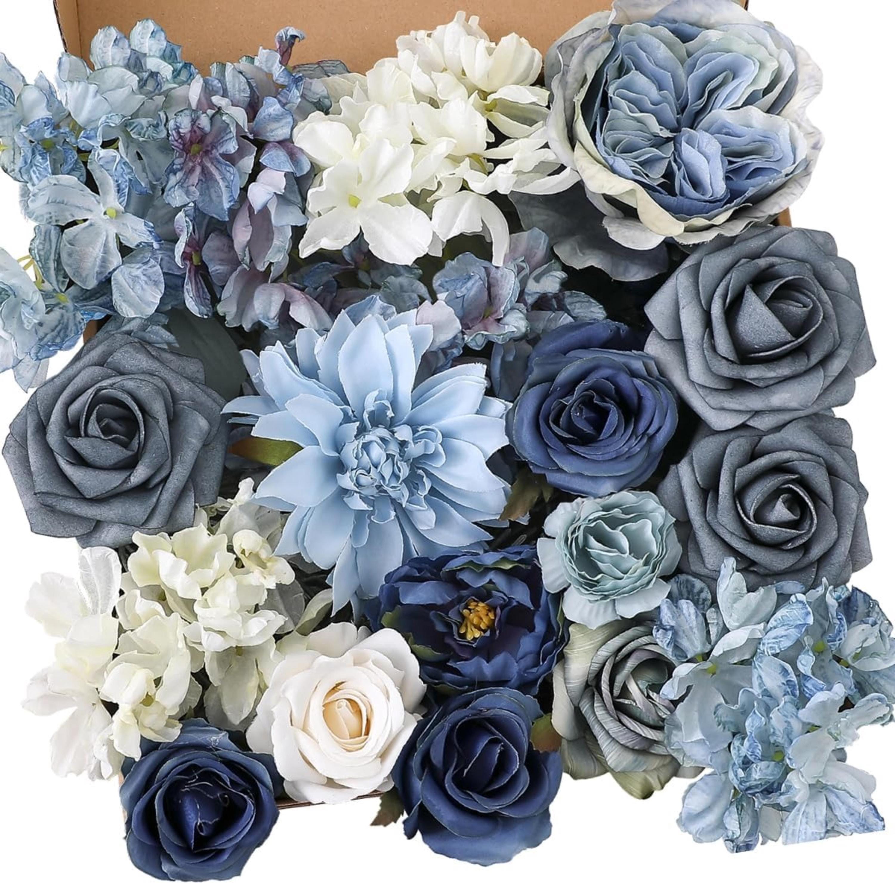 Dusty Blue Artificial Flower Combo Box – Wedding DIY Bouquet Set